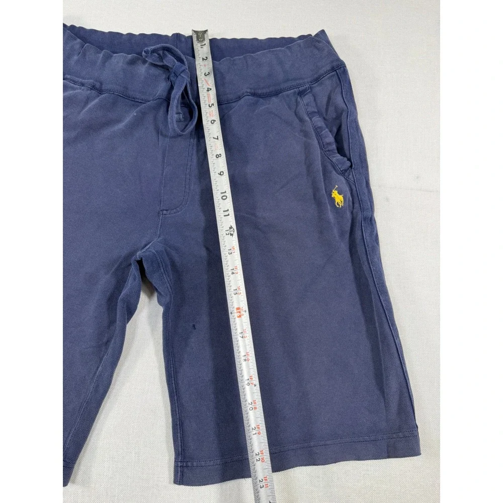 Polo Ralph Lauren Mens Navy Blue Cotton Jersey Knit Shorts Large Yellow Pony